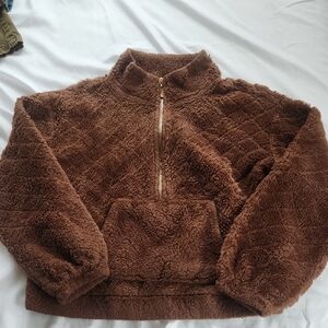 Cozy Brown Fleece Pullover